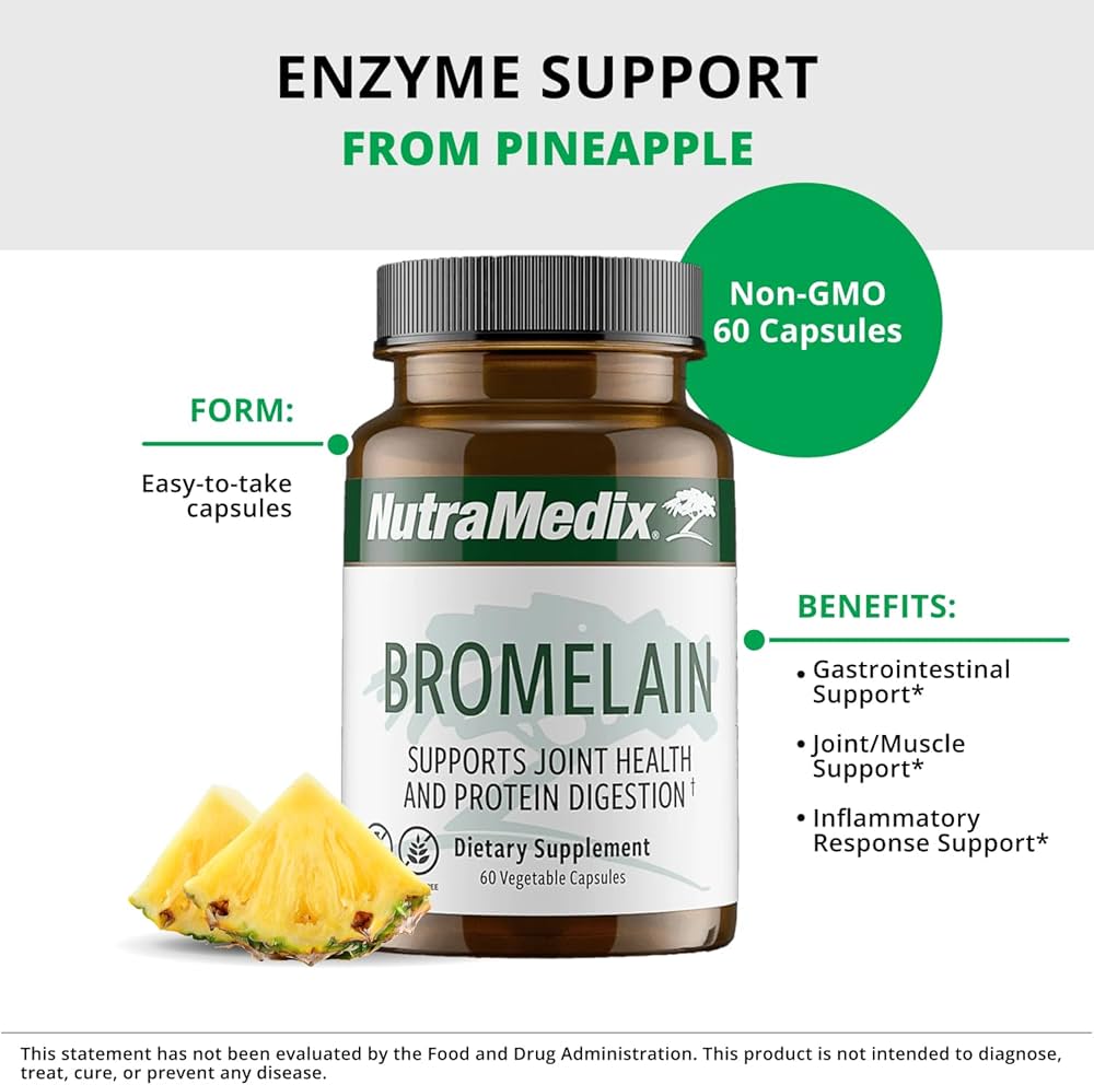 Porównawcza tabela enzymów trawiennych z wyróżnioną bromelainą i jej źródłem