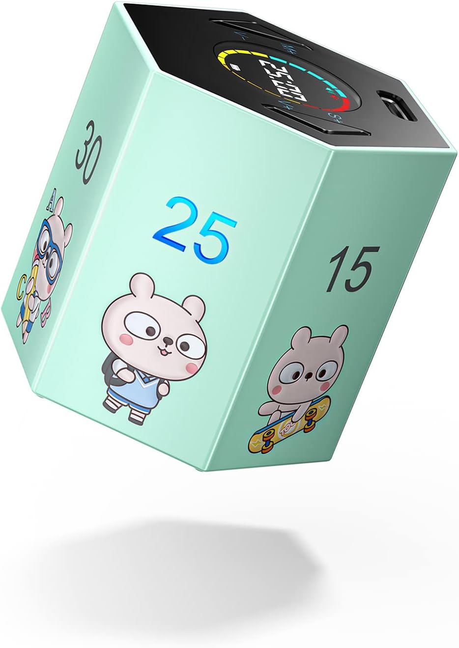 dzwoniący timer sygnalizuje przerwę w technice timer na kuchennym blacie dzwoni kończąc sesję z kubkiem herbaty obok