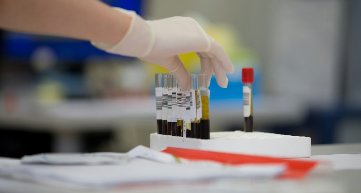 Torba z sztuczną krwią podłączona do modelu serca bijącego w laboratorium